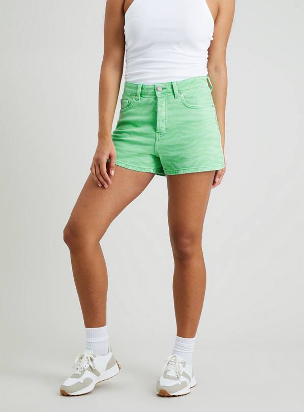 Lime Green Laser Print Mom Shorts - 18